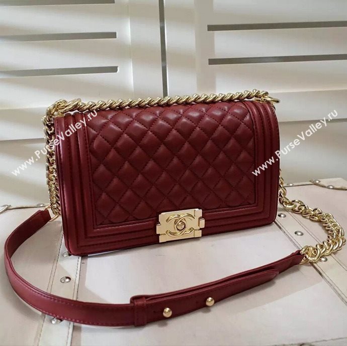 Chanel A67086 lambskin le boy handbag wine bag 5995