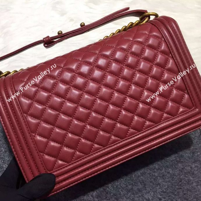 Chanel A67088 lambskin 28cm le boy handbag wine bag 5996