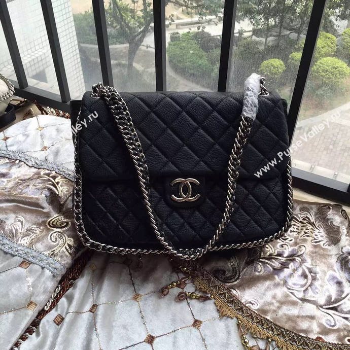 Chanel A94005 deerskin large tote handbag black bag 5998