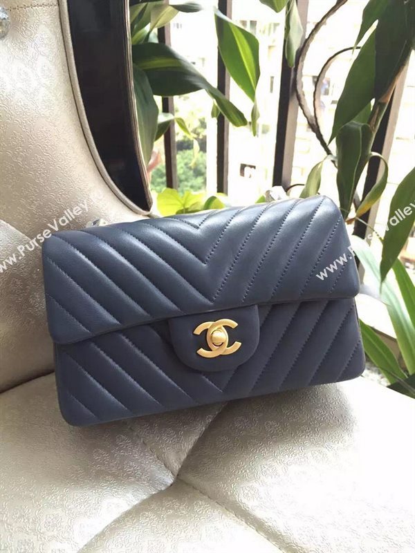 Chanel A1116 small lambskin blue handbag V bag 5900