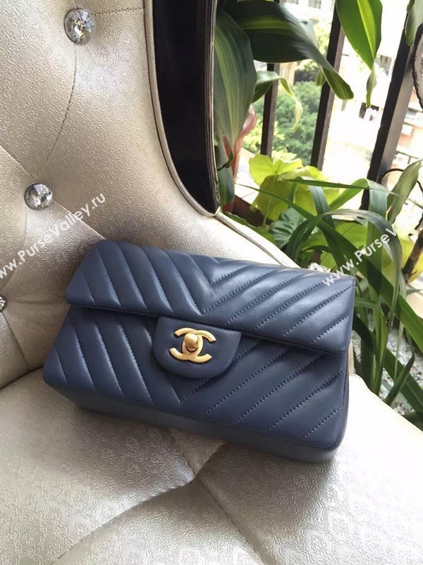 Chanel A1116 small lambskin blue handbag V bag 5900