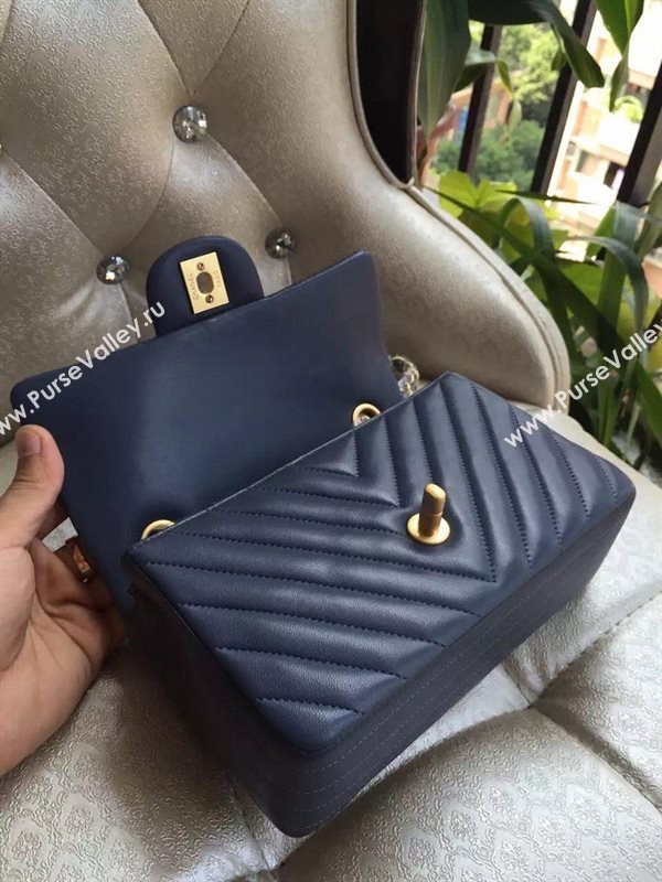 Chanel A1116 small lambskin blue handbag V bag 5900