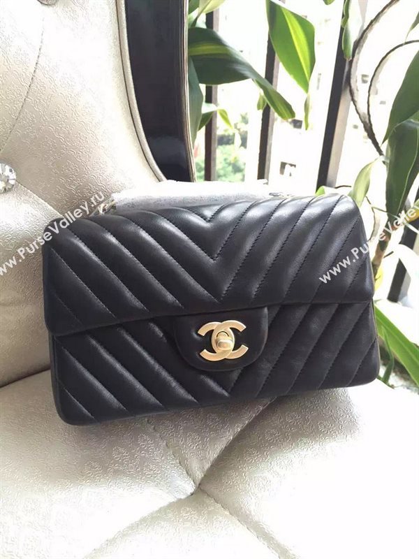 Chanel A1116 small lambskin black handbag V bag 5902