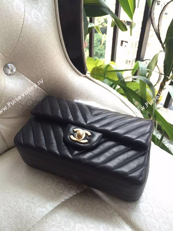 Chanel A1116 small lambskin black handbag V bag 5902