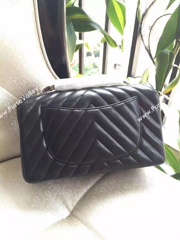 Chanel A1116 small lambskin black handbag V bag 5902