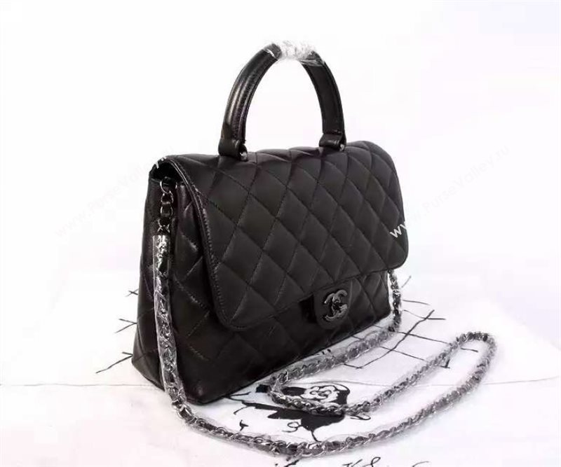 Chanel A92238 lambskin black tote handbag shoulder bag 5904