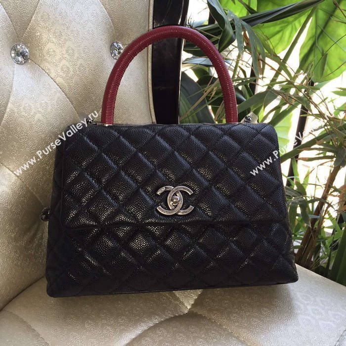 Chanel A95169 caviar 25cm tote shoulder handbag black bag 5907