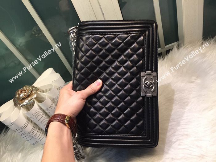 Chanel A67088 lambskin 28cm large le boy handbag black bag 5911