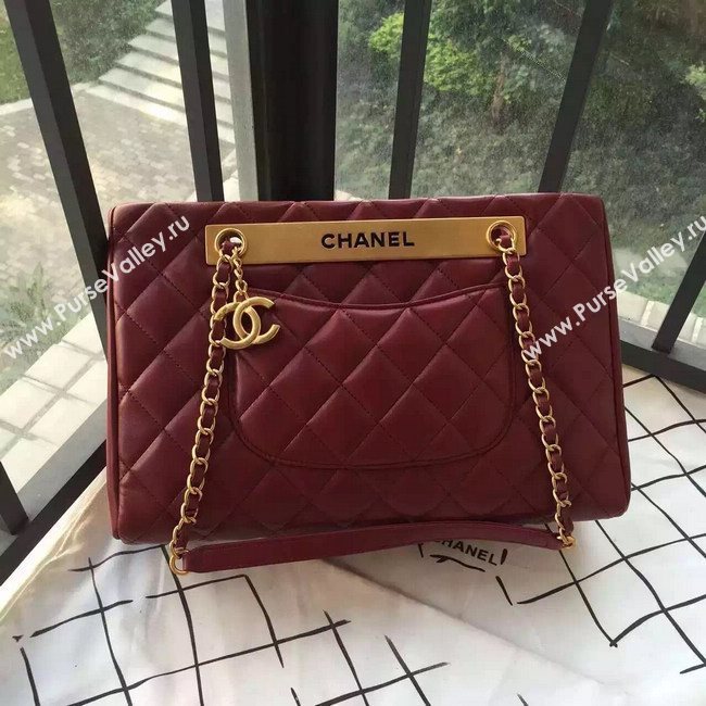 Chanel A57357 lambskin large shoulder handbag wine bag 5913