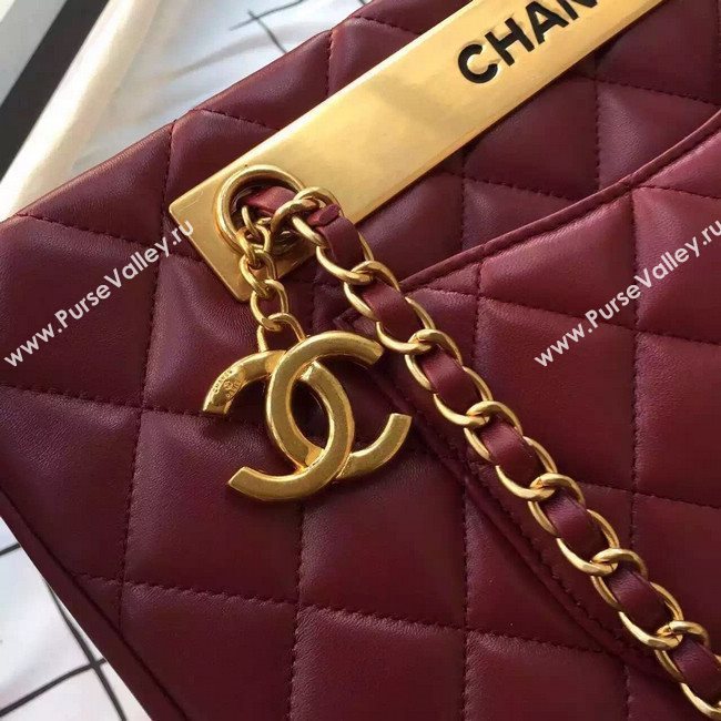 Chanel A57357 lambskin large shoulder handbag wine bag 5913