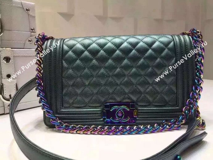 Chanel A67086 deerskin medium le boy handbag green bag 5916