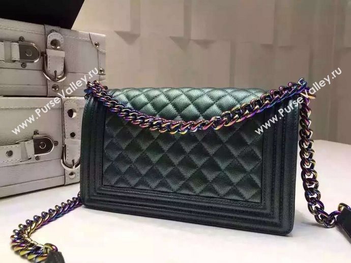 Chanel A67086 deerskin medium le boy handbag green bag 5916