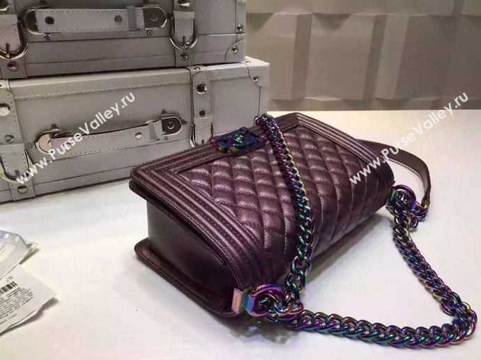 Chanel A67086 deerskin medium le boy handbag purple bag 5917