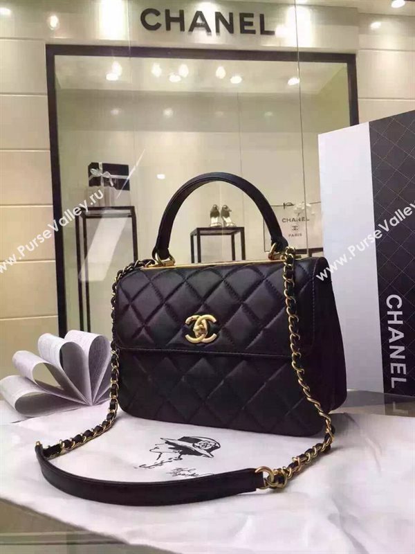 Chanel A92236 lambskin tote shoulder flap handbag black bag 5920