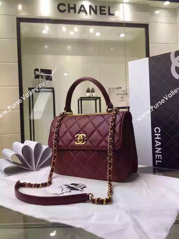 Chanel A92236 lambskin tote shoulder flap handbag wine bag 5921