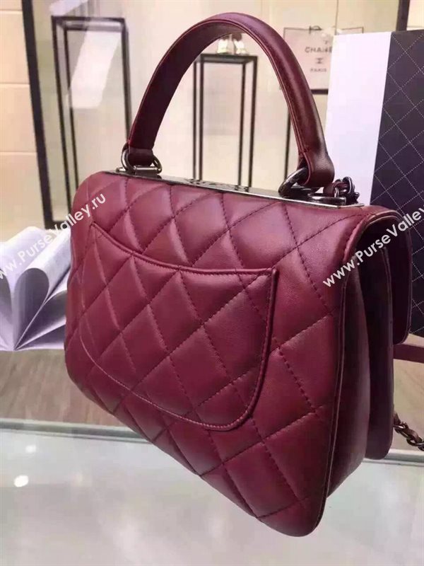 Chanel A92236 lambskin tote shoulder flap handbag wine bag 5922