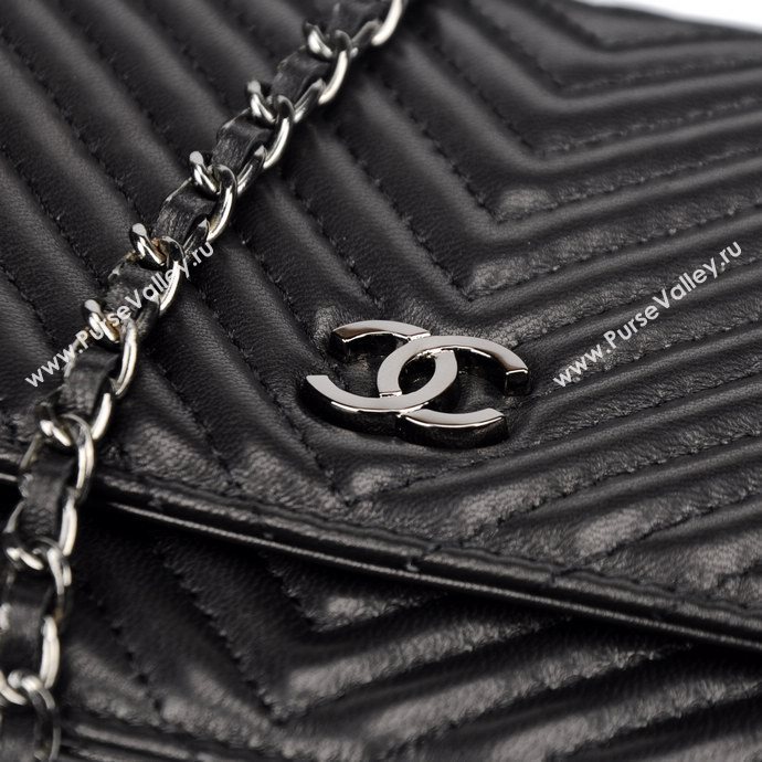 Chanel A33814 lambskin small V woc handbag black bag 5923