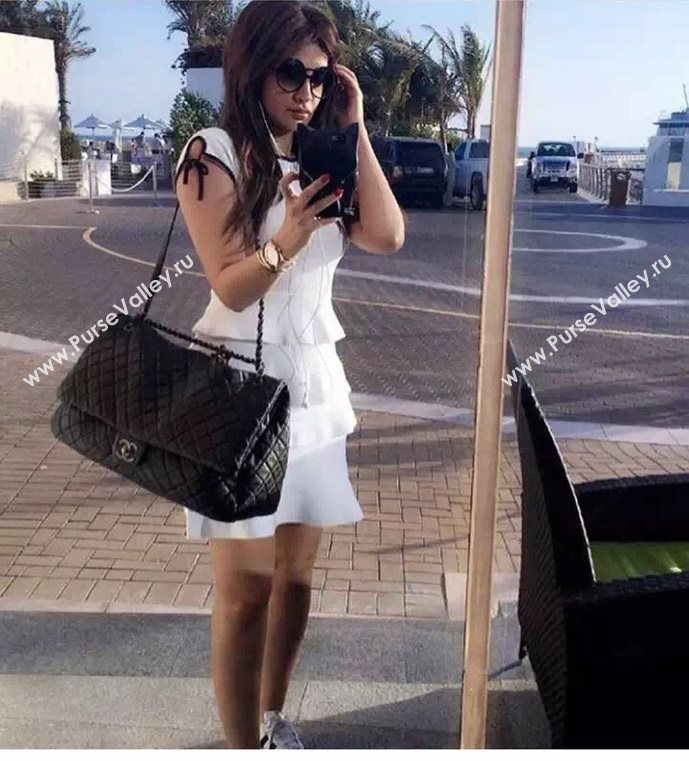 Chanel A91169 calfskin X large travel handbag black bag 5924