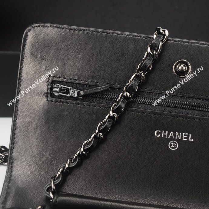 Chanel A33814 lambskin small V woc handbag black bag 5925