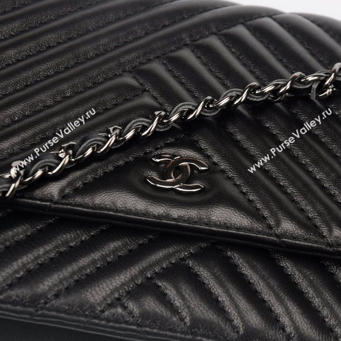 Chanel A33814 lambskin small V woc handbag black bag 5925