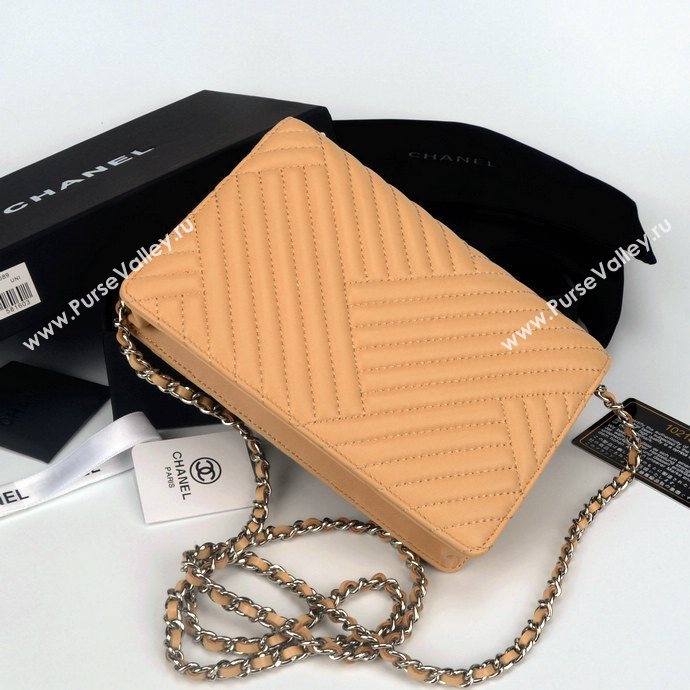 Chanel A33814 lambskin small V woc handbag apricot bag 5926