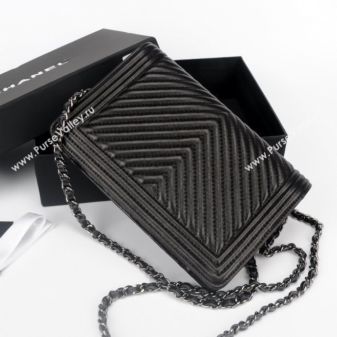 Chanel A33815 lambskin small V woc handbag black bag 5927