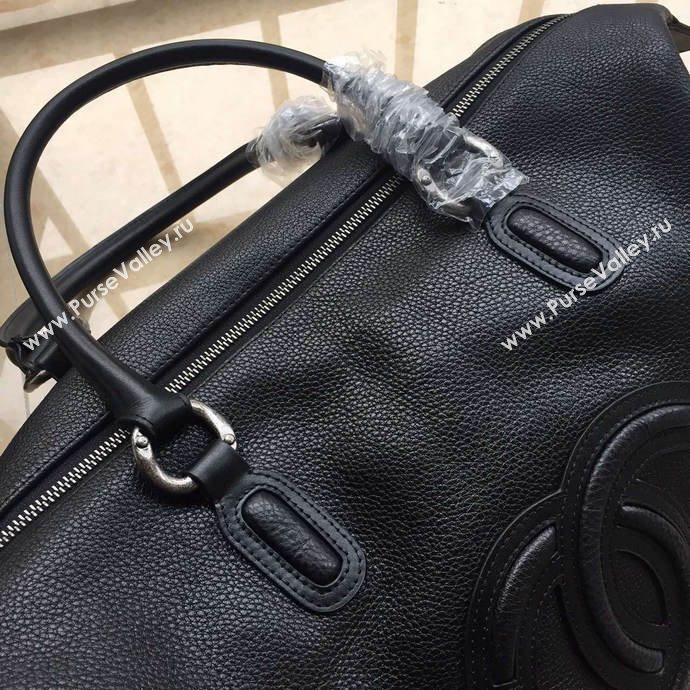 Chanel A4746 deerskin tote shoulder handbag black bag 5936