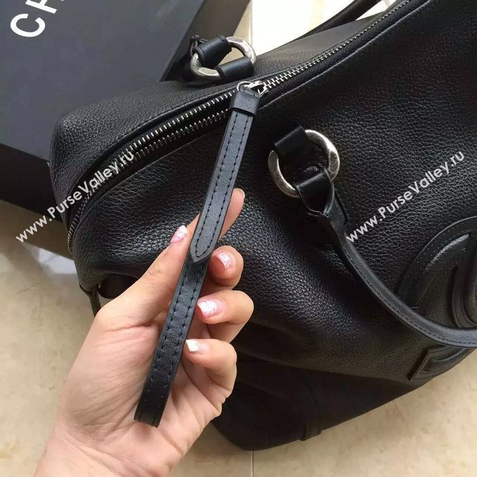 Chanel A4746 deerskin tote shoulder handbag black bag 5936