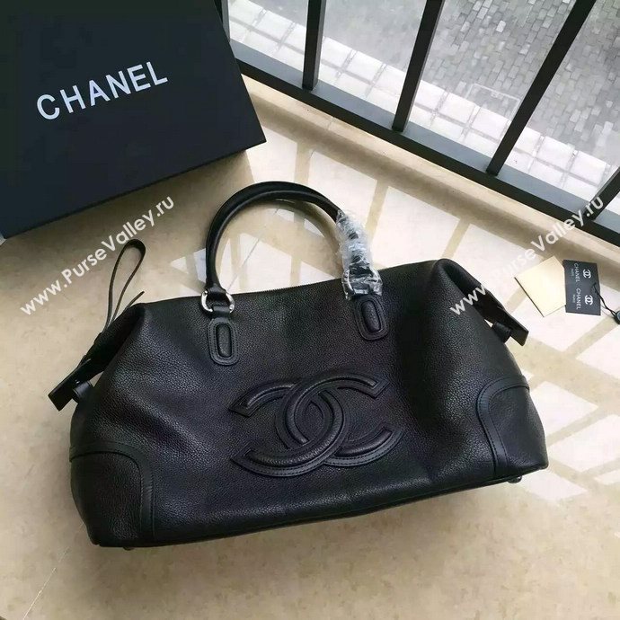 Chanel A4746 deerskin tote shoulder handbag black bag 5936