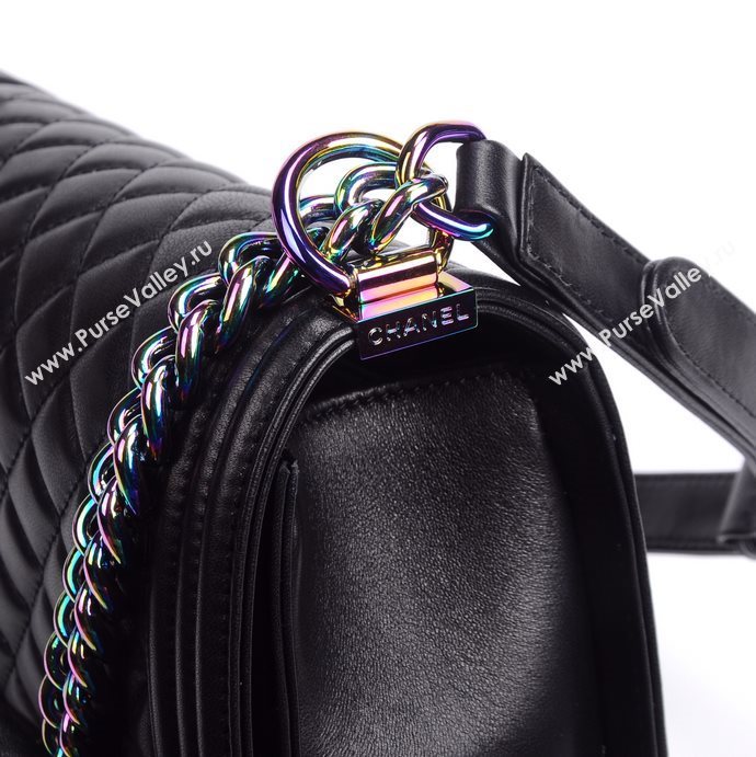 Chanel A67086 lambskin rainbow le boy handbag black bag 5939