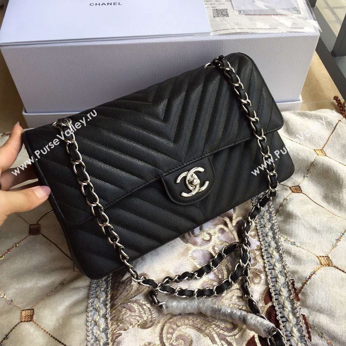 Chanel A1112 caviar lambskin flap handbag black bag 6040