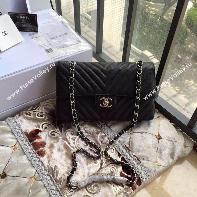 Chanel A1112 caviar lambskin flap handbag black bag 6040