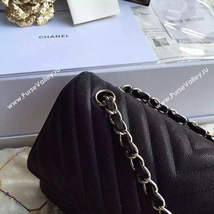 Chanel A1112 caviar lambskin flap handbag black bag 6040