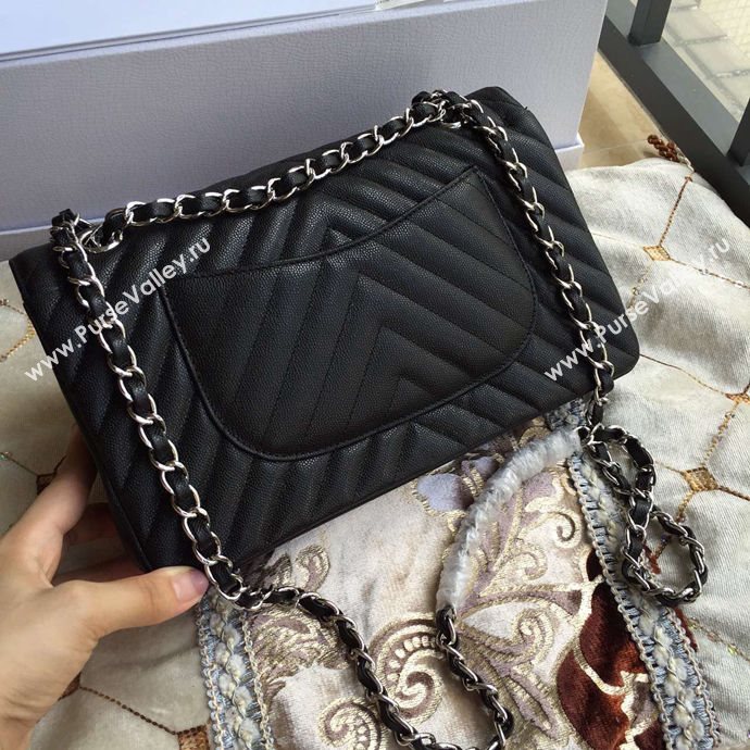 Chanel A1112 caviar lambskin flap handbag black bag 6040