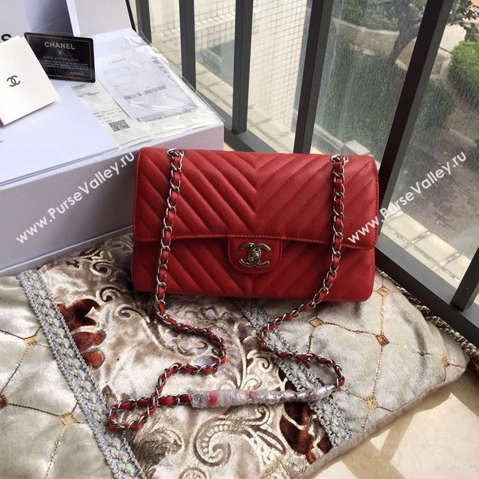 Chanel A1112 caviar lambskin flap handbag red bag 6041