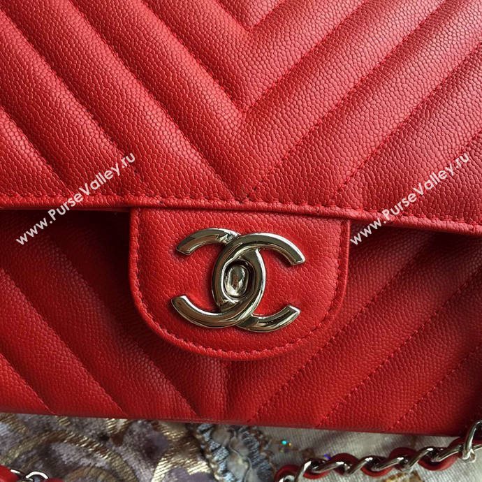 Chanel A1112 caviar lambskin flap handbag red bag 6041