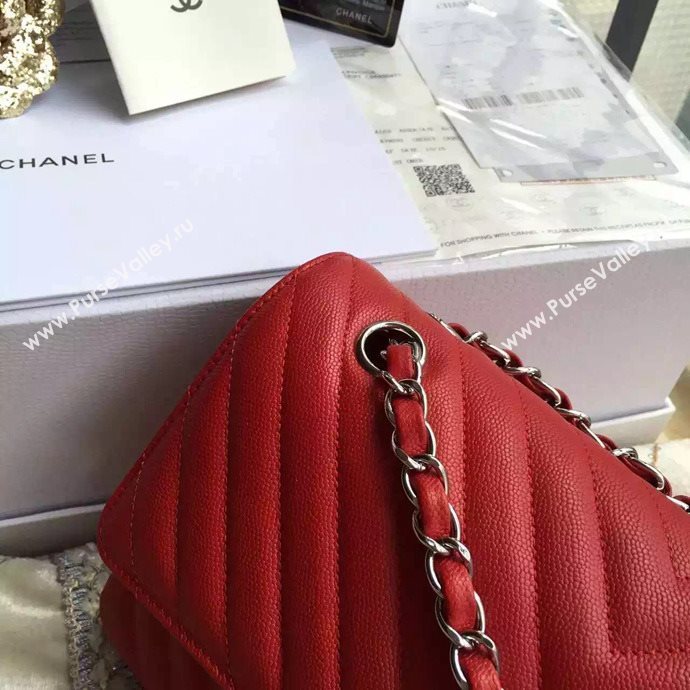 Chanel A1112 caviar lambskin flap handbag red bag 6041