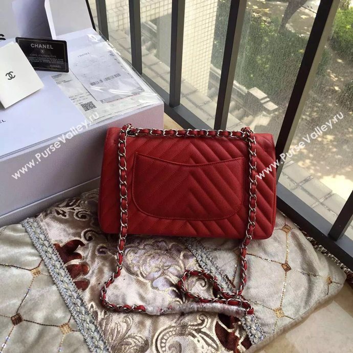 Chanel A1112 caviar lambskin flap handbag red bag 6041