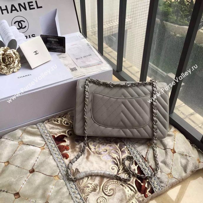 Chanel A1112 caviar lambskin flap handbag gray bag 6042