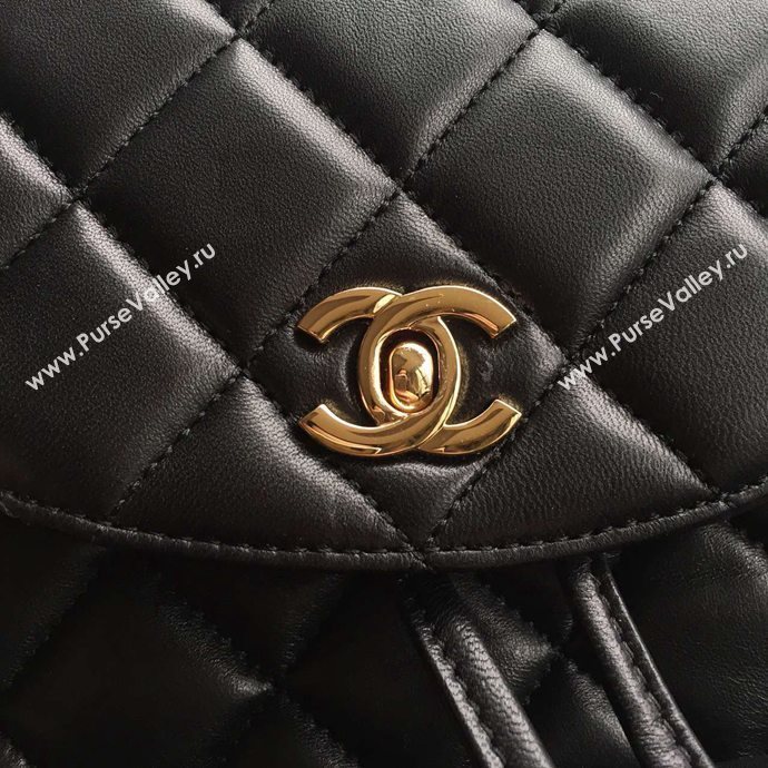 Chanel A46523 lambskin backpack handbag black bag 6043