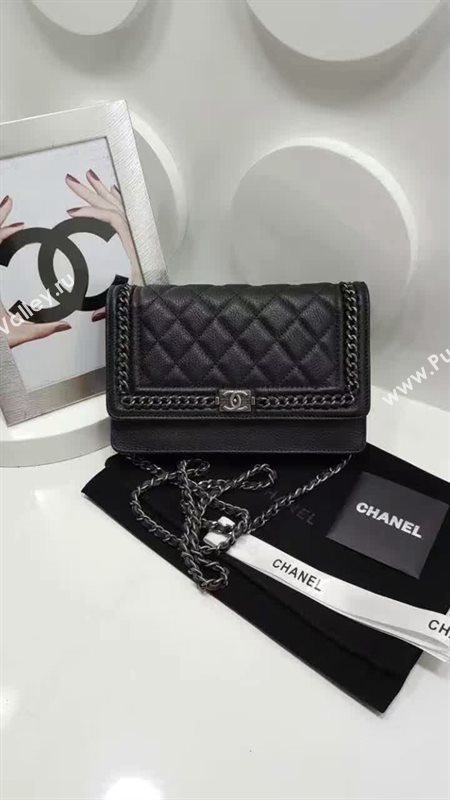 Chanel A33815 deerskin chain woc handbag black bag 6046