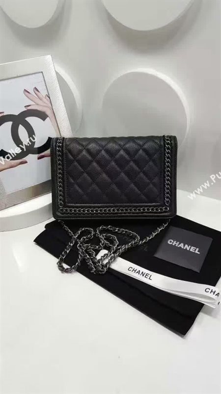 Chanel A33815 deerskin chain woc handbag black bag 6046