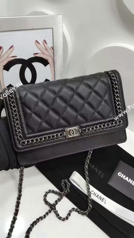 Chanel A33815 deerskin chain woc handbag black bag 6046