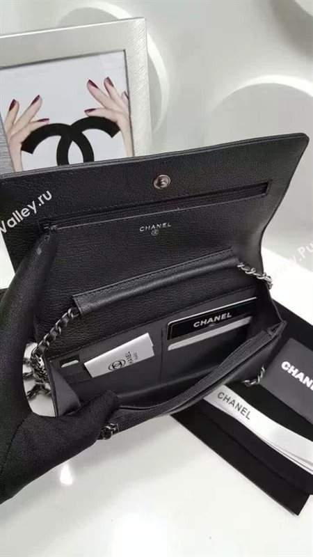 Chanel A33815 deerskin chain woc handbag black bag 6046