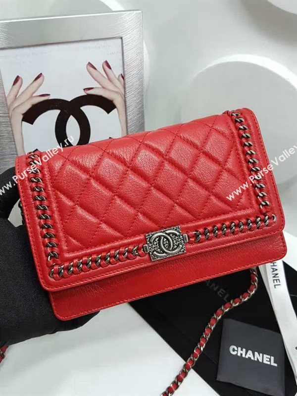 Chanel A33815 deerskin chain woc handbag red bag 6047