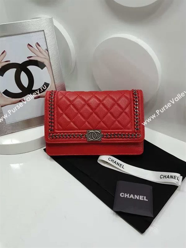 Chanel A33815 deerskin chain woc handbag red bag 6047