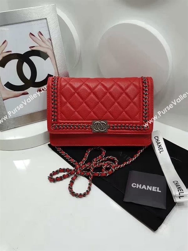 Chanel A33815 deerskin chain woc handbag red bag 6047