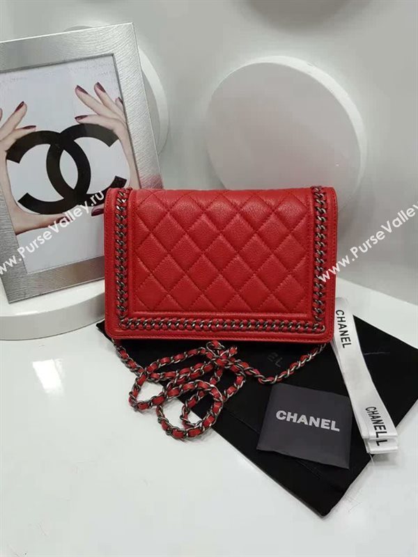 Chanel A33815 deerskin chain woc handbag red bag 6047