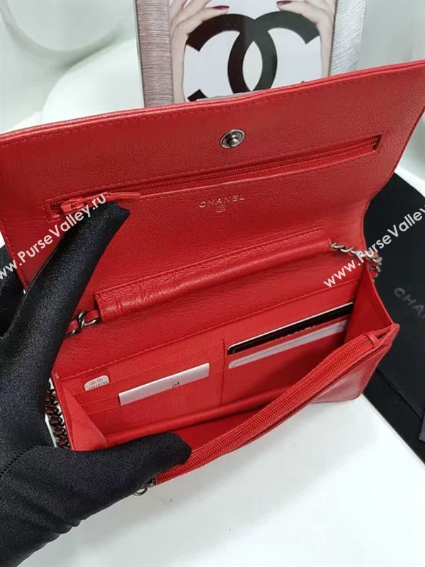 Chanel A33815 deerskin chain woc handbag red bag 6047