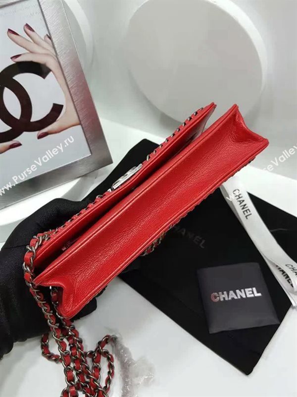 Chanel A33815 deerskin chain woc handbag red bag 6047
